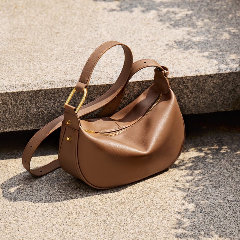 Luna Crescent Leather Shoulder Crossbody Bag-1
