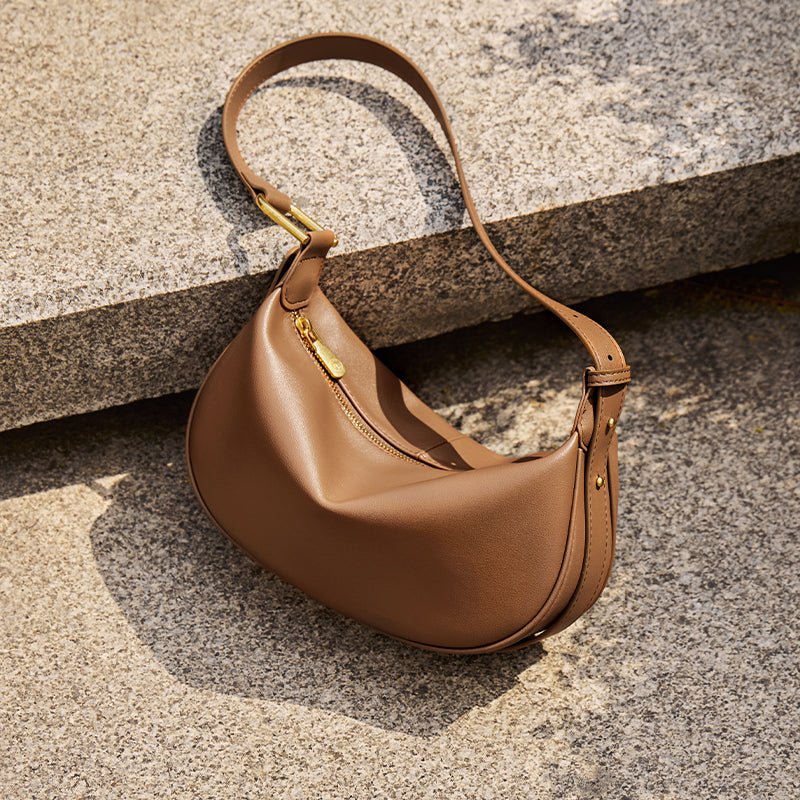 Luna Crescent Leather Shoulder Crossbody Bag-3