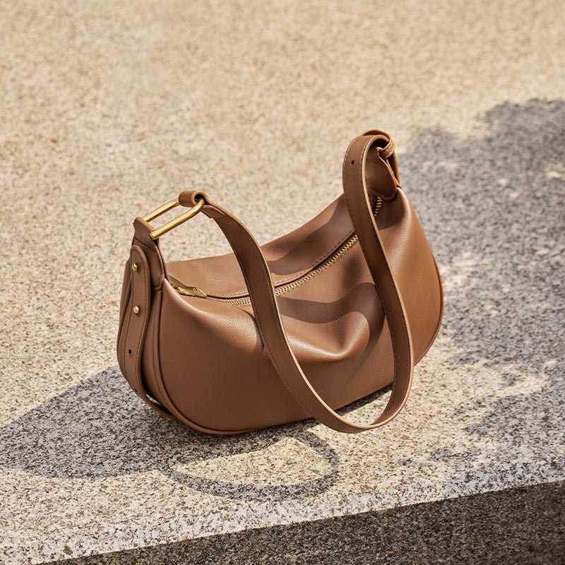 Luna Crescent Leather Shoulder Crossbody Bag-4
