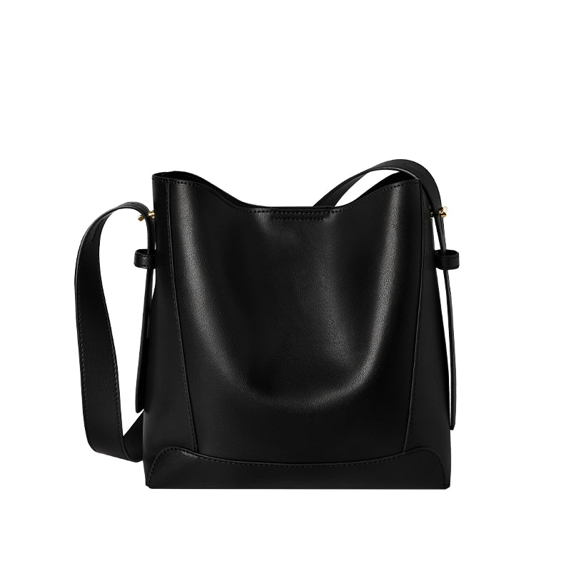 Luxe Genuine Leather Bucket Tote Shoulder Bag-5