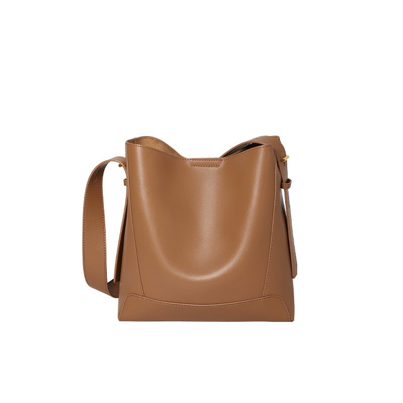 Luxe Genuine Leather Bucket Tote Shoulder Bag-6