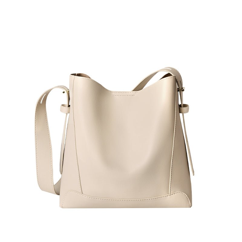 Luxe Genuine Leather Bucket Tote Shoulder Bag-8