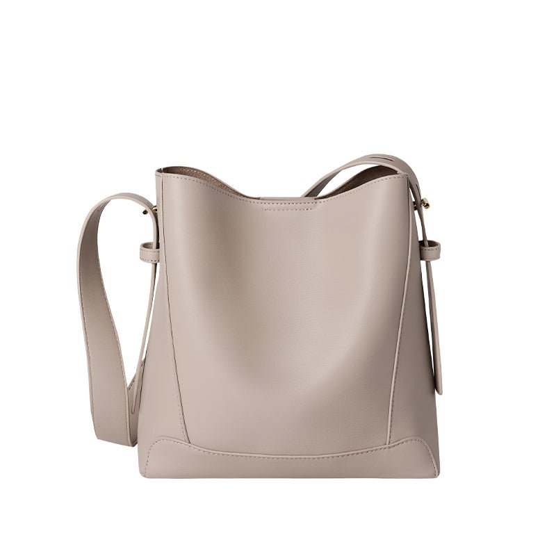 Luxe Genuine Leather Bucket Tote Shoulder Bag-9