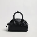Mini Leather Bowling Top-Handle Bag – Structured Dome Crossbody Handbag-0