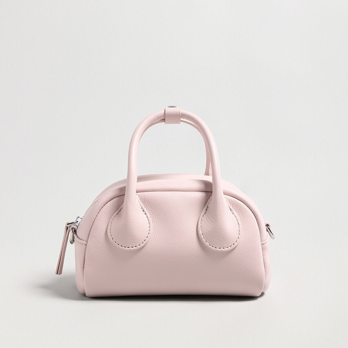 Mini Leather Bowling Top-Handle Bag – Structured Dome Crossbody Handbag-2