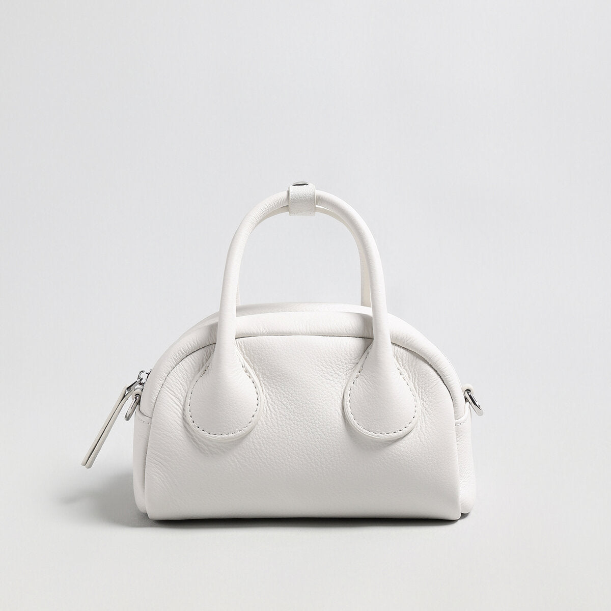 Mini Leather Bowling Top-Handle Bag – Structured Dome Crossbody Handbag-5