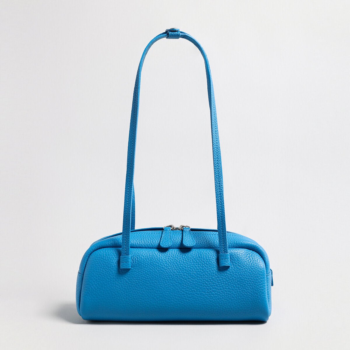 Structured Pebbled Leather Pillow Bag – Dual Handle Shoulder Tote-0