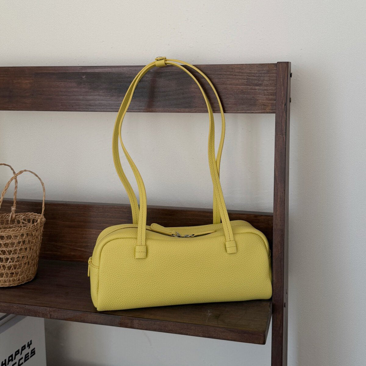 Structured Pebbled Leather Pillow Bag – Dual Handle Shoulder Tote-6