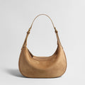 Suede Leather Crescent Hobo Bag – Dumpling-Inspired Silhouette with Adjustable Strap-0