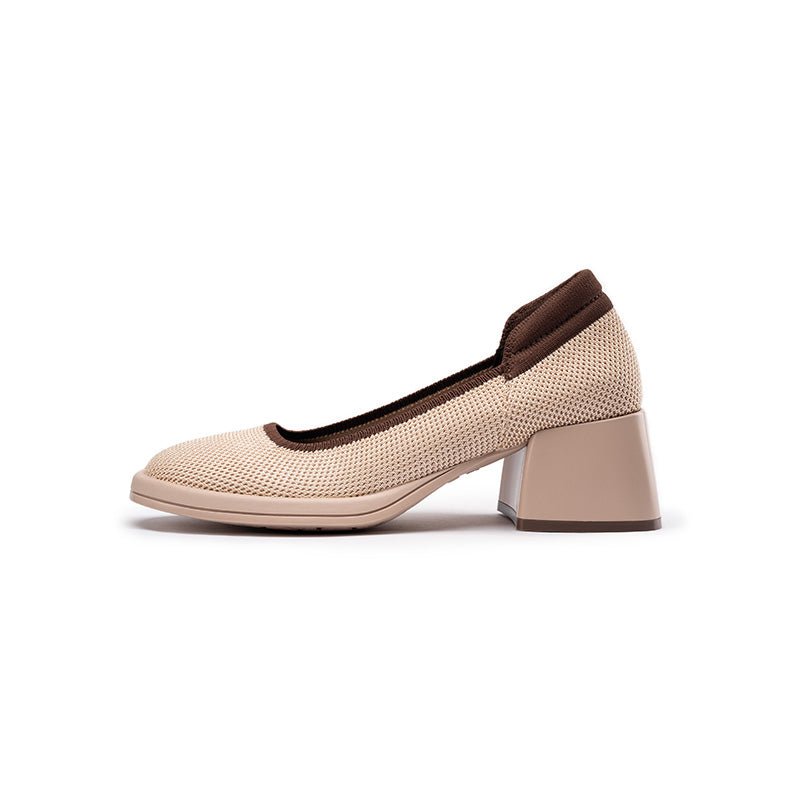 Vintage Square Toe Mary Jane Pumps – Contrast Trim Block Heel Shoes-6