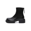 Women's Platform Ankle Boots – Black Leather Zip-Up-0