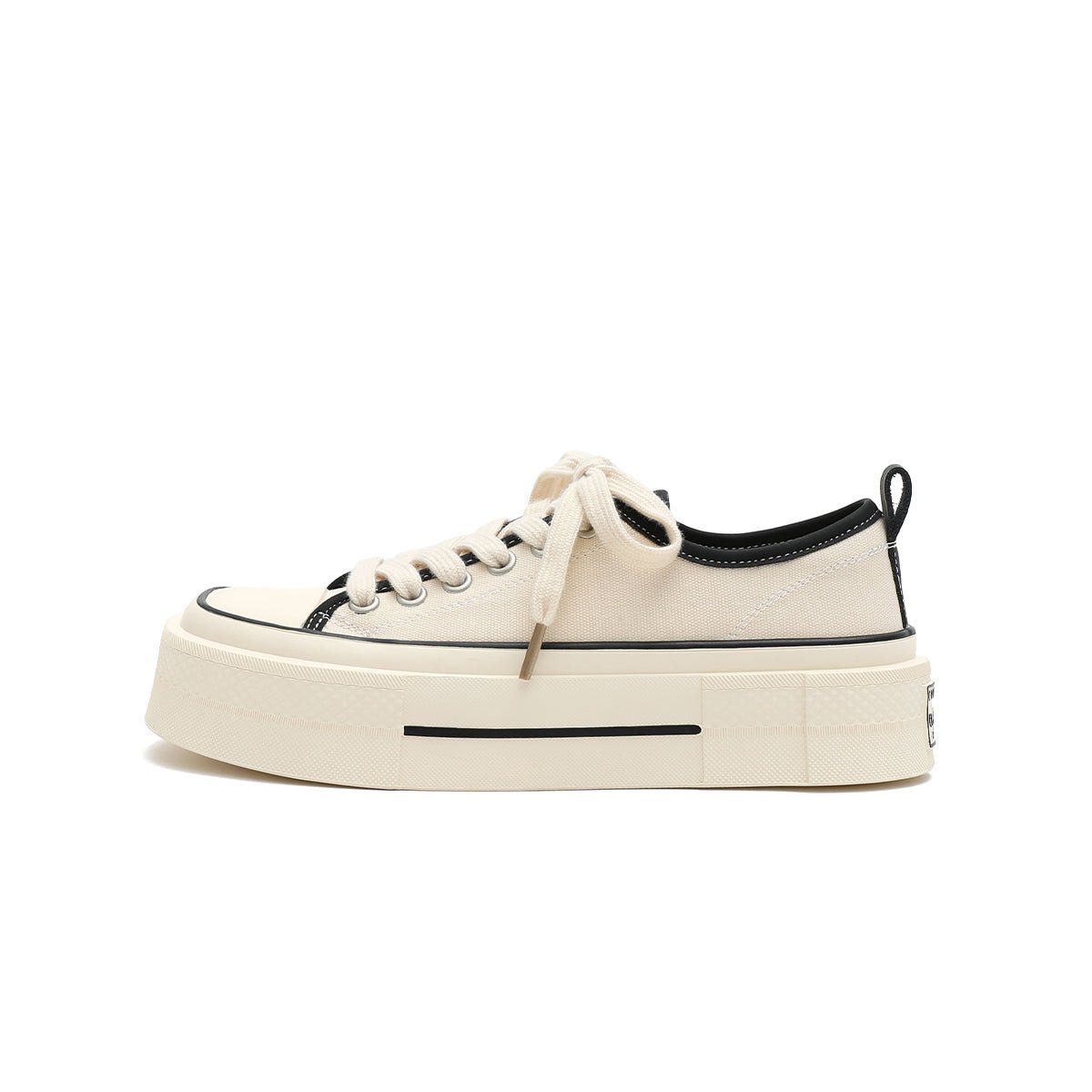Women's Platform Canvas Low-Top Sneakers – Beige-0